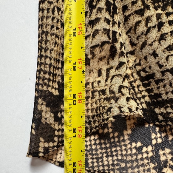 Zara Sheer Snake Print Blouse Long Sleeve Runched Black and Tan Sz M - Picture 5 of 7